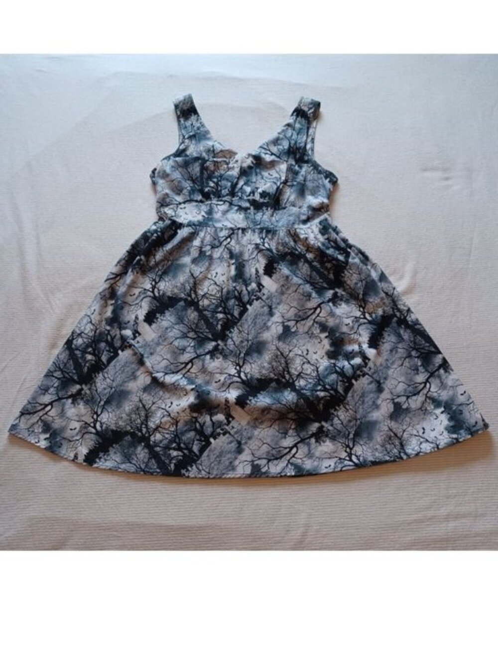 2010s Folter Fit and Flare Rockabilly Cemetery Print Goth Dress Plus Size 1X